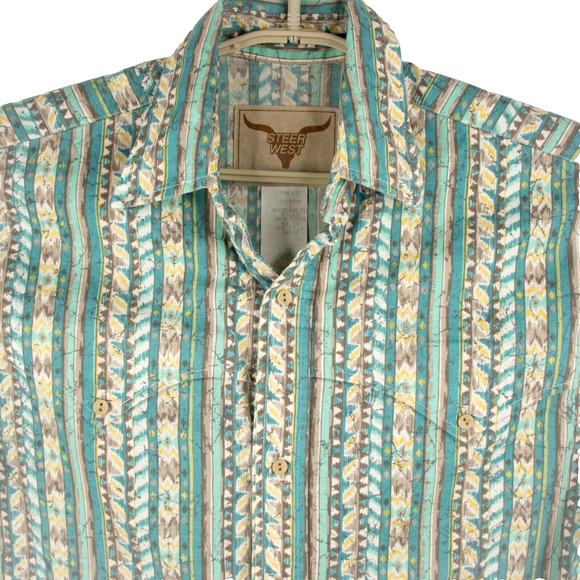 Vintage Steer West Button Down Long Sleeve Shirt USA Mens SIZE M - Picture 2 of 8